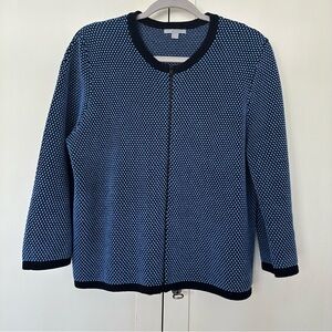 Women’s COS Full Zip Cardigan Sweater Size L Blue / Navy 100% Cotton